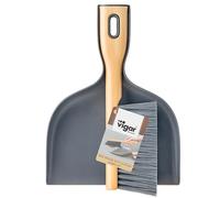 Vigar Brosse et Pelle à Main, Ensemble Compact de 2 pièces, Mini Balai pour Cuisine, Table et Bureau, Gris, Bamboo Print