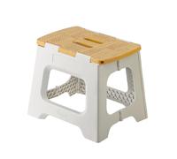 Vigar Compact Tabouret Pliant pour Adultes, 27 cm Marche Pied Pliable, Antidérapant Escabeau pour Salle de Bain, Jardinage, Kitchen, House, Bureau, Supporte jusqu'à 150 kg, Gris Bamboo Print