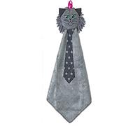 Vigar Felix Serviette 2 en 1 en microfibre ultra absorbante avec tête de brosse en forme de chat et boucle de suspension Lavable en machine Gris