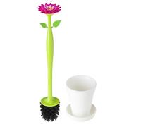 Vigar Flower Power Brosse WC avec Support, Design Marguerite Décoratif avec Base Pot de Fleur, Ensemble de Nettoyage pour Appartement et Salle de Bain Moderne, Blanc