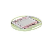 Vigar - Lot de 4 plateaux pour servir les aliments - 42 x 42 x 3 cm - Modèle Flap Florganic - Plateaux qui s'emboîtent entre eux - avec poignées pour transporter - 2 prédécoupés et 2 lisses - Vert,