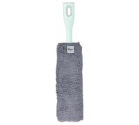 Vigar - Plumeau Court en Microfibre - avec tête Flexible - 9 x 3 x 40 cm - Collection Rengo - Amovible - Profil Extra Plat - Couleur Gris et Turquoise