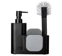 Vigar - Set évier - éponge, Brosse, spatule et Distributeur de Savon - 18,5 x 5 x 26 cm - Monobloc - Réservoir de 350 ML - sans Rayure - Noir