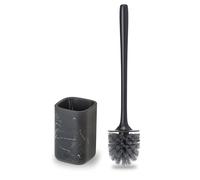 Vigar Zense Ensemble brosse WC et support, brosse de cuvette de toilette avec support en pierre en polyrésine, ensemble de salle de bain pour décoration et accessoires de salle de bain, marbre noir
