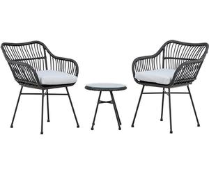 Vigasalon 2 fauteuils, 1 petite table d'appoint noire.