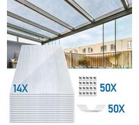 Vigevee, 14 pièces de panneaux en polycarbonate à double paroi, plaques de remplacement pour serre de jardin, dimensions 1210 x 605 x 4 mm, surface d'environ 10,25 m², panneaux à double paroi, panneau