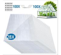 Vigevee, 28 pièces de panneaux en polycarbonate à double paroi, plaques de remplacement pour serre de jardin, dimensions 1210x605x4 mm, surface d'environ 20,5 m², panneaux à double paroi, panneaux pou