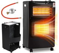 Vigevee, chauffage 2-en-1 gaz et électrique, 4200W/1200W, céramique et quartz, 3 niveaux de puissance pour le gaz, allumage automatique (ODS), 5 roulettes