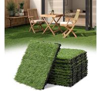 Vigevee : Dalles de gazon synthétique clipsables, 30x30 cm, 55 pièces (5 m²) – Dalles pour terrasses et balcons avec système de drainage, aspect réaliste et montage facile, pour intérieur et extérieur