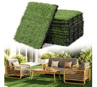Vigevee : Dalles de gazon synthétique clipsables, 30x30 cm, 66 pièces (6 m²) – Dalles pour terrasses et balcons avec système de drainage, aspect réaliste et montage facile, pour intérieur et extérieur