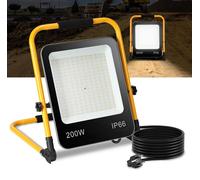 Vigevee, lot de 5 projecteurs LED pour chantier, avec trépied, 6000K, 200W, lampe de travail réglable, idéale pour les chantiers, les ateliers, les garages et les espaces extérieurs