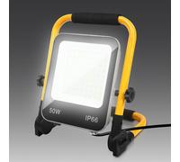 Vigevee, lot de 5 projecteurs LED pour chantier, avec trépied, 6000K, 50W, lampe de travail réglable, idéale pour les chantiers, les ateliers, les garages et les espaces extérieurs