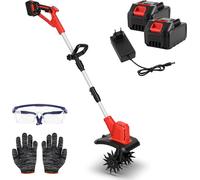 Vigevee : Motofraise électrique portative pour le jardin, idéale pour le travail du sol, la préparation des plates-bandes et le désherbage. Livrée avec 2 batteries et un kit de 400W