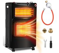 Vigevee, radiateur 2-en-1 gaz et électrique, 4200W/1200W, céramique et quartz, 3 niveaux de puissance pour le gaz, allumage automatique (ODS), 4 roulettes, inclut 2 adaptateurs EU