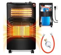Vigevee, radiateur 2-en-1 gaz et électrique, 4200W/1200W, céramique et quartz, 3 niveaux de puissance pour le gaz, allumage automatique (ODS), 4 roulettes