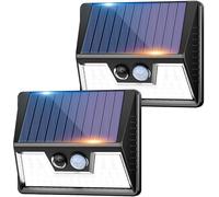 vighep Lampe Solaire Exterieur Detecteur de Movement, Lot de 2 Lumiere Solaire Exterieur, IP65 Étanche 3 Modes Spot Solaire, 270° Eclairage Exterieur Blanc Froid Applique Murale pour Jardin, Garage
