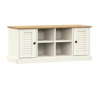 VIGO Banc à chaussures blanc en pin massif 106 x 35 x 45 cm avec espace de rangement et design vénitien pour couloir, couloir, chambre à coucher, salon comme siège et solution de rangement