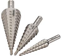 ViGOR HSS Jeu de forets étagés V1707, comprenant V2394 (4-12 mm), V2395 (4-20 mm), V2396 (4-30 mm), pour un perçage précis dans le métal, le plastique et le bois, plage de diamètres 4-30 mm'.