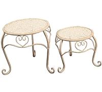 Vigor Porte-Fleurs Fer forgé Blanc 2 pièces Table Ronde