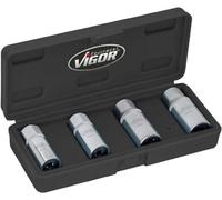 Vigor, Set d'extracteurs de goujons V6412/4, pour le montage et le démontage sans dommages de goujons et de goujons, Simple, polyvalent, Entraînement carré 12, 5 mm, 4 pièces