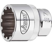 VIGOR VIGOR Douille multiprofil V1990, carré creux 12,5 mm (1/2 pouce), L totale 38,1 mm, 12 pièces Quantité:1