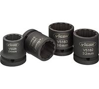 Vigor v5024 Profil de Coffret de douilles 6 pans, extérieur, double force, extra mince, entraînement 20 mm, 3/4 "