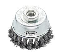 Vigor V6801-65 Brosse pour meuleuse d'angle (tête bombée, diamètre 65 mm, filetage M14 x 2,0) Argenté