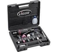 Vigor V6906 Mini kit de ponceuse à onglets 3-6 mm Vitesse de rotation par minute: 25000 Puissance : 185 W Poids : 0,31 kg Noir/rouge