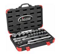 VIGOR VIGOR Jeu de clés à douille 3/4" V2318N, carré creux 20 mm, 21 outils Quantité:1