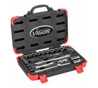 VIGOR VIGOR Jeu de clés à douille à carré creux et massif 12,5 mm (1/2") 25 pièces V2460N Quantité:1