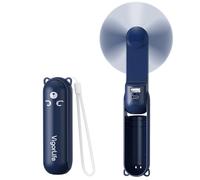 VigorLife Mini Ventilateur Portatif 3-en-1 USB - Ventilateur de Refroidissement Personnel avec Power Bank, Lampe Torche LED - Pliable de Poche pour Voyage, Urgence Extérieure (Bleu Marine)