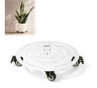 Vigorluck Panier rond à roulettes pour plantes en acier blanc 30,5 cm | Support de plantes avec roues silencieuses verrouillables à 360° pour intérieur et extérieur - Support universel mobile pour