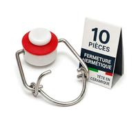 Vigormat Bouchon Bouteille Verre Mécanique avec Joint en Caoutchouc Épais, Fermeture Hermétique pour Bouteille en Verre de Bière, Huile et Jus, Lave Vaisselle (10 pièces en Céramique)