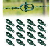 Vigormat Tendeur Grillage et Fil de Tension - Tendeurs de Clôture Robustes en Métal Plastifié 10 x 2,5 cm pour Jardin, Support de Fil À Linge, Câble Acier sur Poteaux Bois ou Fer (Vert, 16 pcs)