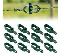 Vigormat Tendeur Grillage et Fil de Tension - Tendeurs de Clôture Robustes en Métal Plastifié 10 x 2,5 cm pour Jardin, Support de Fil À Linge, Câble Acier sur Poteaux Bois ou Fer (Vert, 12 pcs)