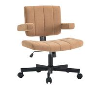 Vigosit Criss Cross avec roulettes, accoudoirs réglables en Largeur, Tissu Anti-Glisse, Style Moderne, Chaise pivotante pour s'asseoir en Tailleur, la Coiffeuse, Le Bureau (Marron)