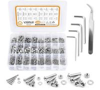 VIGRUE Lot de 1080 petites vis et écrous métriques en acier inoxydable 304 M2 M3 M4 M5 Assortiment de vis filetées à six pans creux