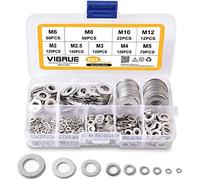VIGRUE Lot de 684 rondelles plates en acier inoxydable A2-70 et assortiment de rondelles de sécurité (M2 M2,5 M3 M4 M5 M6 M8 M10 M12)