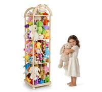 VIHBRAI Rangement en bois pour peluches, avec freins à 360°, étagère à jouets robuste à 3 niveaux pour salon, chambre à coucher, meubles de chambre d'enfant
