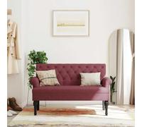 VIHHQGC Banc avec dossier, bordeaux, 120 x 62 x 75,5 cm, tissu | Tissu résistant, rembourrage épais, reliure à boutons, pieds en bois de caoutchouc, cadre en contreplaqué stable, 110 kg par