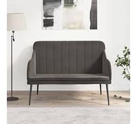 VIHHQGC Banc en velours gris foncé 110 x 76 x 80 cm avec structure en métal | Housse en velours doux, dossier incliné, assise profonde, rembourrage épais, structure en métal robuste