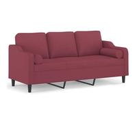VIHHQGC Canapé 3 places avec coussin décoratif Bordeaux 180 cm Tissu