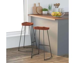VIHHQGC Gavin Lot de 2 tabourets de bar en bois massif Mango rétro 50 x 40 | Bois de manguier massif, cadre en fer revêtu par pulvérisation, charge jusqu'à 110 kg, polyvalent