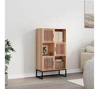 VIHHQGC Meuble haut 70 x 35 x 125 cm en bois avec 3 portes et 3 compartiments, armoire de rangement, buffet au design scandinave intemporel, matériau durable avec pieds en fer stables