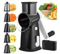 Vihoom Râpe à légumes avec 5 tambours interchangeables, idéal pour le fromage, les concombres, les carottes, les noix, la râpe à tambour pour une coupe plus rapide et plus facile