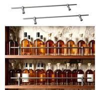 VIIGUIY Rail de Protection D'éTagèRe Ensemble de Barres de Protection pour Étagères de Cave Vin, Barre Sécurité Métallique pour Porte-revues, Rebord D'étagères Flottantes Cuisine(Gray,50cm/19.7in)