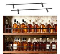 VIIGUIY Rail de Protection D'éTagèRe Ensemble de Barres de Protection pour Étagères de Cave Vin, Barre Sécurité Métallique pour Porte-revues, Rebord D'étagères Flottantes Cuisine(Black,55cm/21.7in)