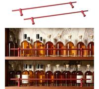 VIIGUIY Rail de Protection D'éTagèRe Ensemble de Barres de Protection pour Étagères de Cave Vin, Barre Sécurité Métallique pour Porte-revues, Rebord D'étagères Flottantes Cuisine(Red,35cm/13.8in)