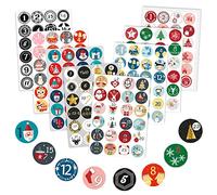 Viilich 8PCS Autocollant Calendrier de l'Avent, Bricolage Noël, Autocollants Ronds, Stickers Chiffres Pour l'Artisanat DIY