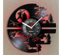 Viiluuxr Horloge Murale Design Moderne Disque Vinyle Pendule Murale Silencieuse LED Horloge Lumineuse Montre Murale Cuisine Décoration Créative 7 Veilleuses Colorées Orloge Mural Original Salon.